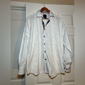 J Cado Long Sleeve Floral Embossed Collared Button Up Shirt